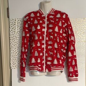 Denim and Flower Red Holiday Jacket